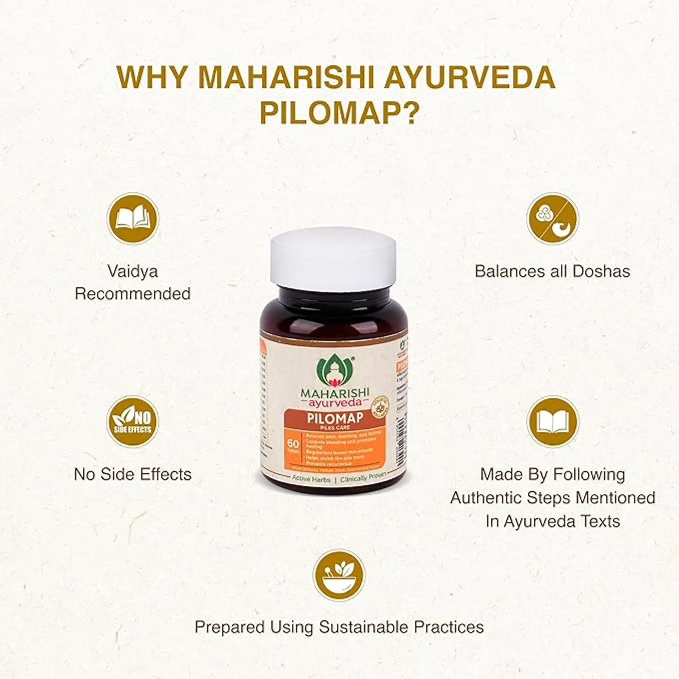 Maharishi Ayurveda Pilomap Herbal Tablets for Piles Relief 3 Maharishi Ayurveda Pilomap 100% Herbal for relives pain and swelling 3