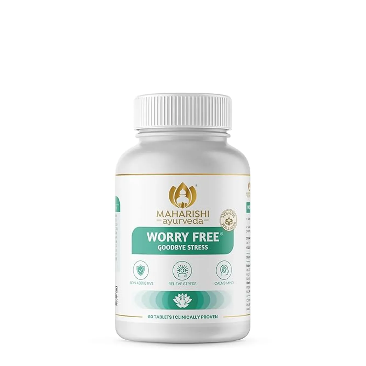 Worry Free Tablets - Natural Stress Relief & Calmness Maharishi Ayurveda Ashwagandha Worry Free Ayurvedic Tablets, Help Keeps The Mind And Body Calm And Relaxed Non Addictive By Maharishi Ayurveda