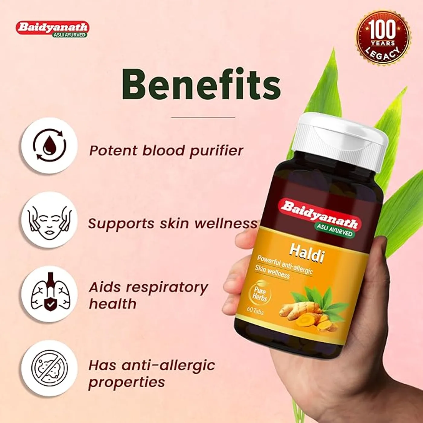 Baidyanath Haldi Tablets Ayurvedic Supplement 3 Baidyanath Haldi Tablets Ayurvedic Turmeric Supplement With Haridra Extract Supports Skin, Immunity 3