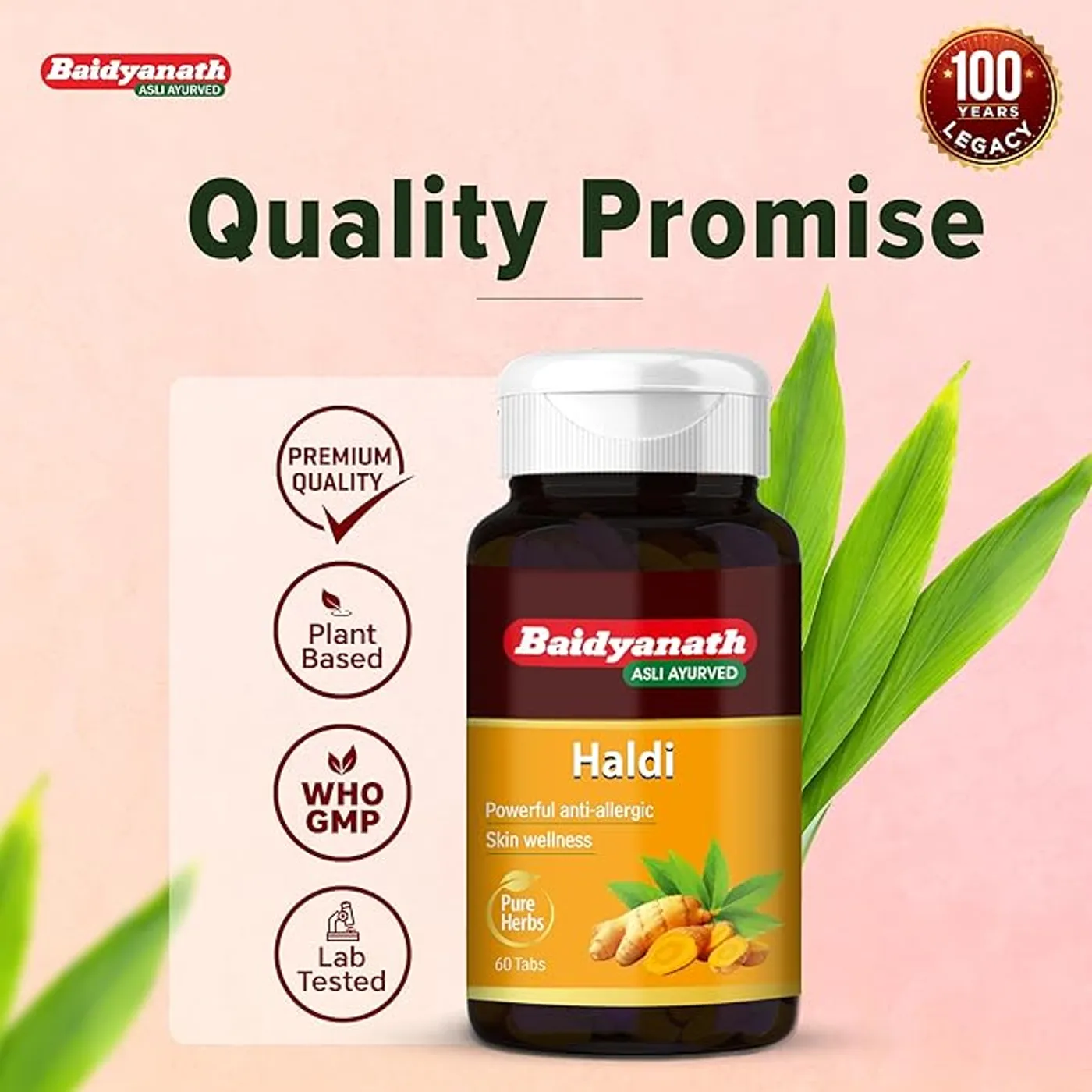 Baidyanath Haldi Tablets Ayurvedic Supplement 4 Baidyanath Haldi Tablets Ayurvedic Turmeric Supplement With Haridra Extract Supports Skin, Immunity 4