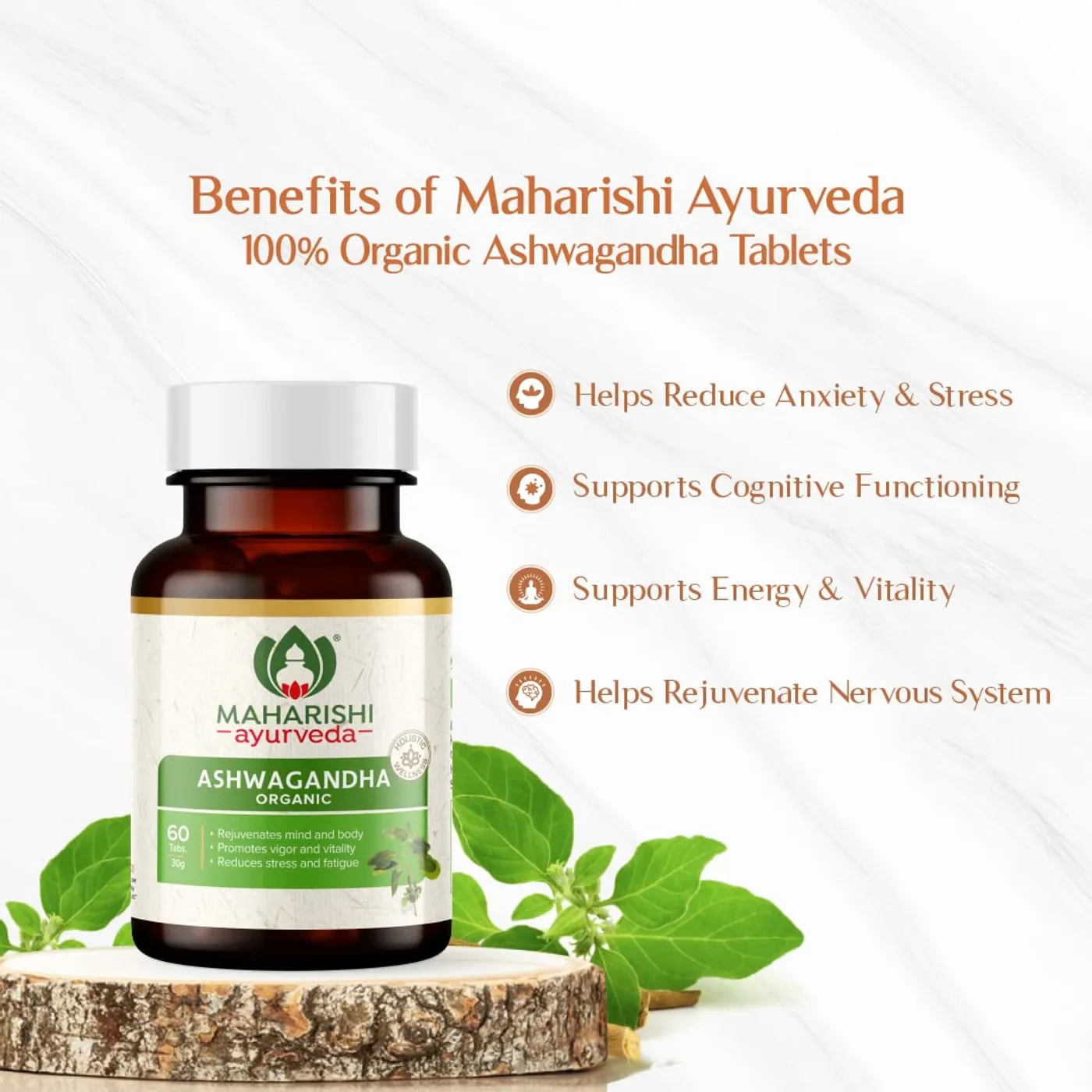 Maharishi Ayurveda Organic Ashwagandha 2 Maharishi Ayurveda Organic Ashwagandha | 100% Organic| General Wellness Tablets| Rejuvenates Mind & Body | Made with Pure Herbs 2