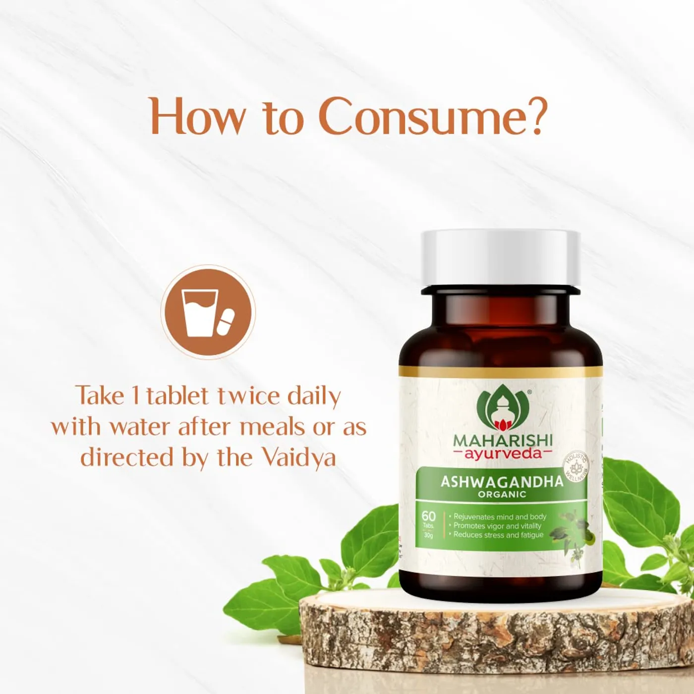 Maharishi Ayurveda Organic Ashwagandha 3 Maharishi Ayurveda Organic Ashwagandha | 100% Organic| General Wellness Tablets| Rejuvenates Mind & Body | Made with Pure Herbs 3