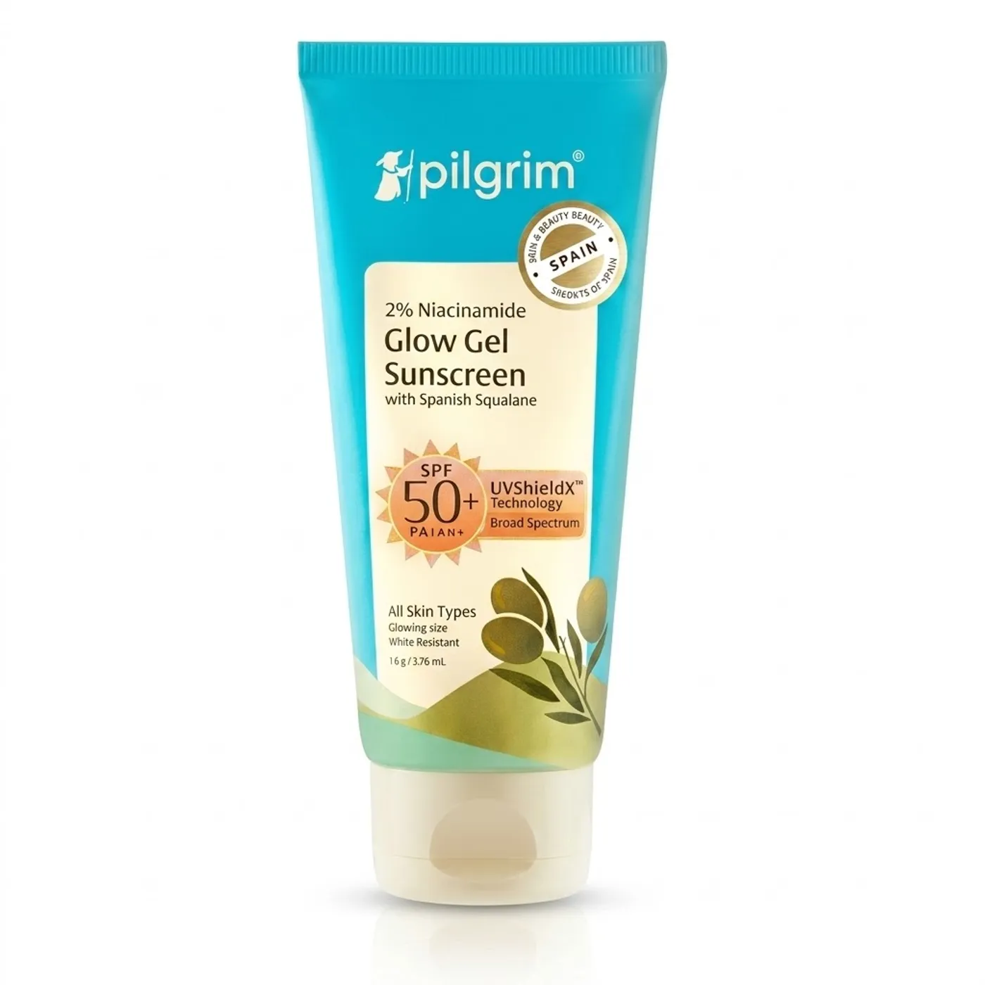 Pilgrim Niacinamide + Squalane SPF 50 PA+++ Hybrid Sunscreen Pilgrim 2% Niacinamide Glow Sunscreen SPF 50 +++ for men and women with Spanish Squalane | Enhances Glow, Broad spectrum, Non-greasy, No white cast & Prevents Tanning | All skin types | 50 gm