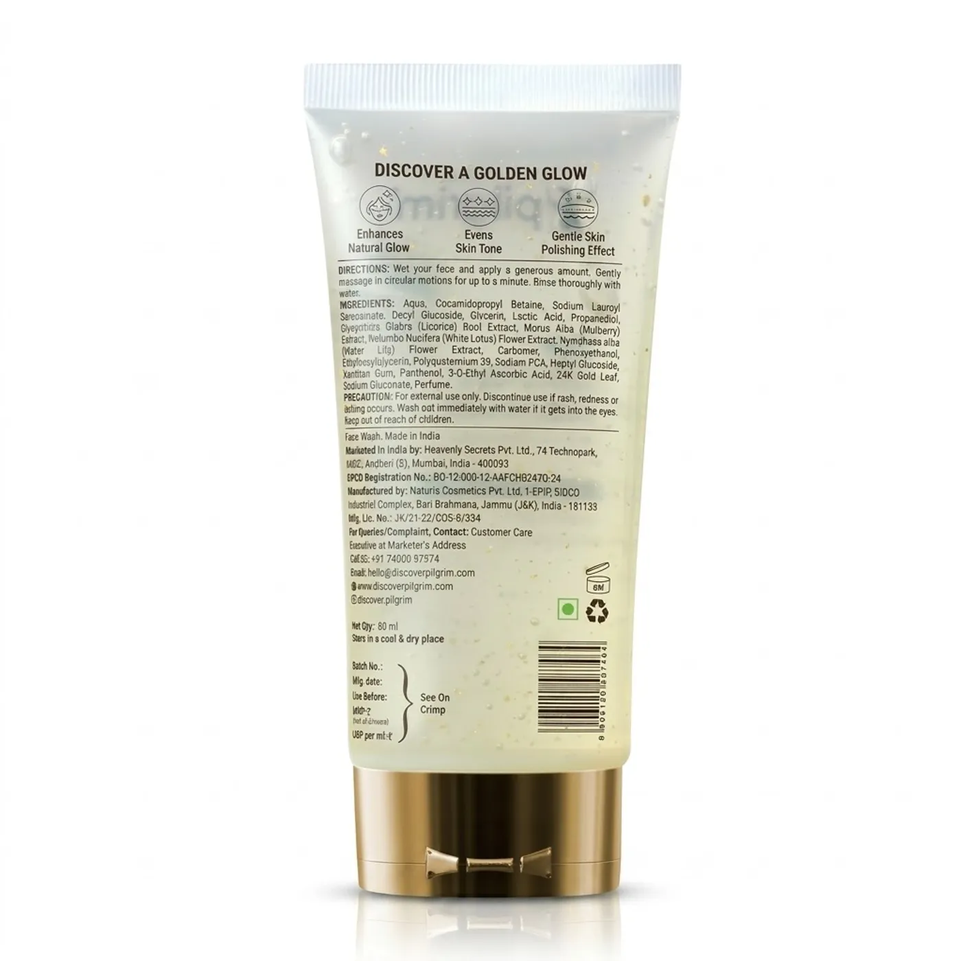 Pilgrim 24k Gold Gel Facewash with Korean White Lotus & Lactic Acid 80ml | Face wash for glowing skin | Reduce dark spot and improves skin texture | Removes dullness | For All Skin Types I For Women and Men 2