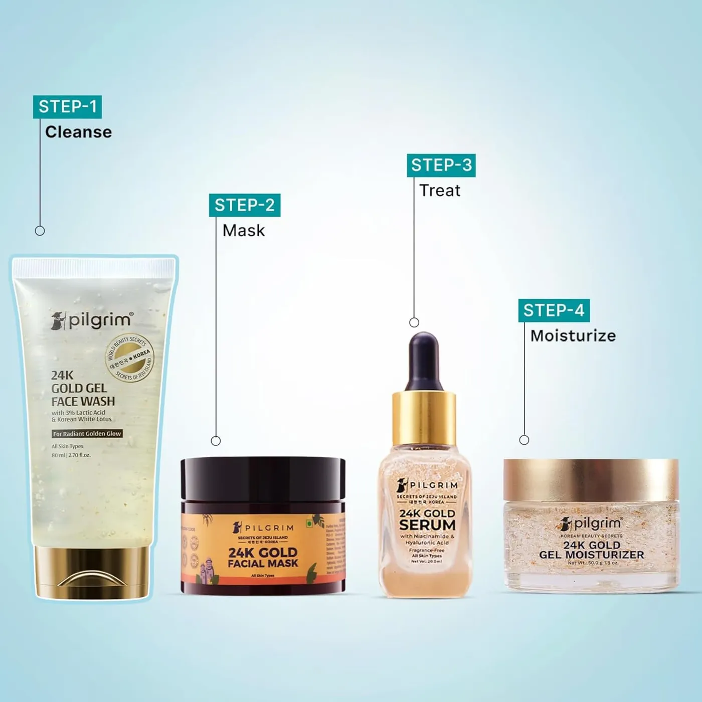 Pilgrim 24k Gold Gel Facewash with Korean White Lotus & Lactic Acid 80ml | Face wash for glowing skin | Reduce dark spot and improves skin texture | Removes dullness | For All Skin Types I For Women and Men 3