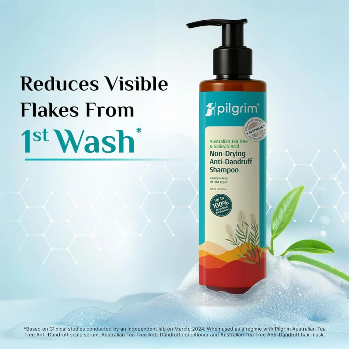Pilgrim Tea Tree Anti-Dandruff Shampoo – Controls Dandruff & Itch 5 Pilgrim Australian Tea Tree Non-Drying Anti-Dandruff Shampoo | Removes Dandruff from Source | Helps with Itching, Irritation | Strong & Smooth Hair | For Men & Women 5