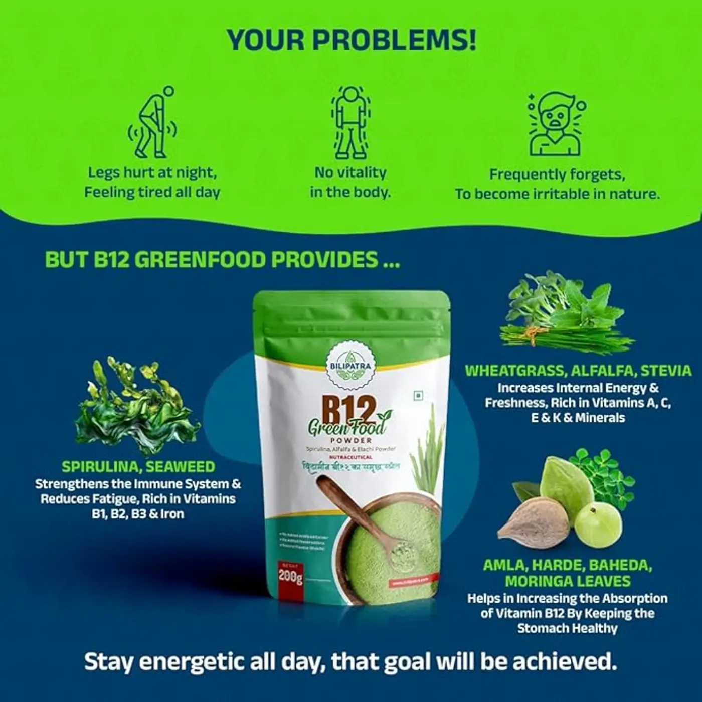 Best B12 Green Food Supplement in Surat for Busy Lifestyle Support 5 Bilipatra B12 Green Food Powder in Surat for Daily Energy & Wellness 5
