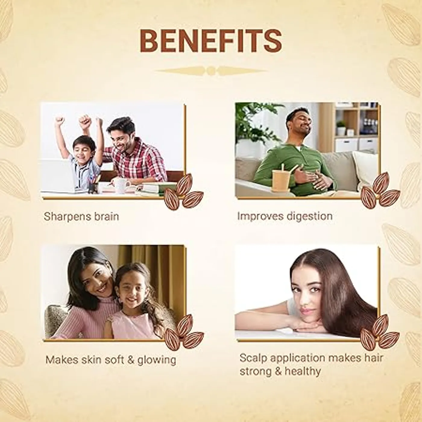 Dabur Badam Tail 100ml | Pure Almond Oil for Skin & Hair Care 4 Dabur Badam Tail - 100ml | 100% Pure Almond Oil | Enriched with Vitamin E | Promotes Healthy Skin & Hair 4