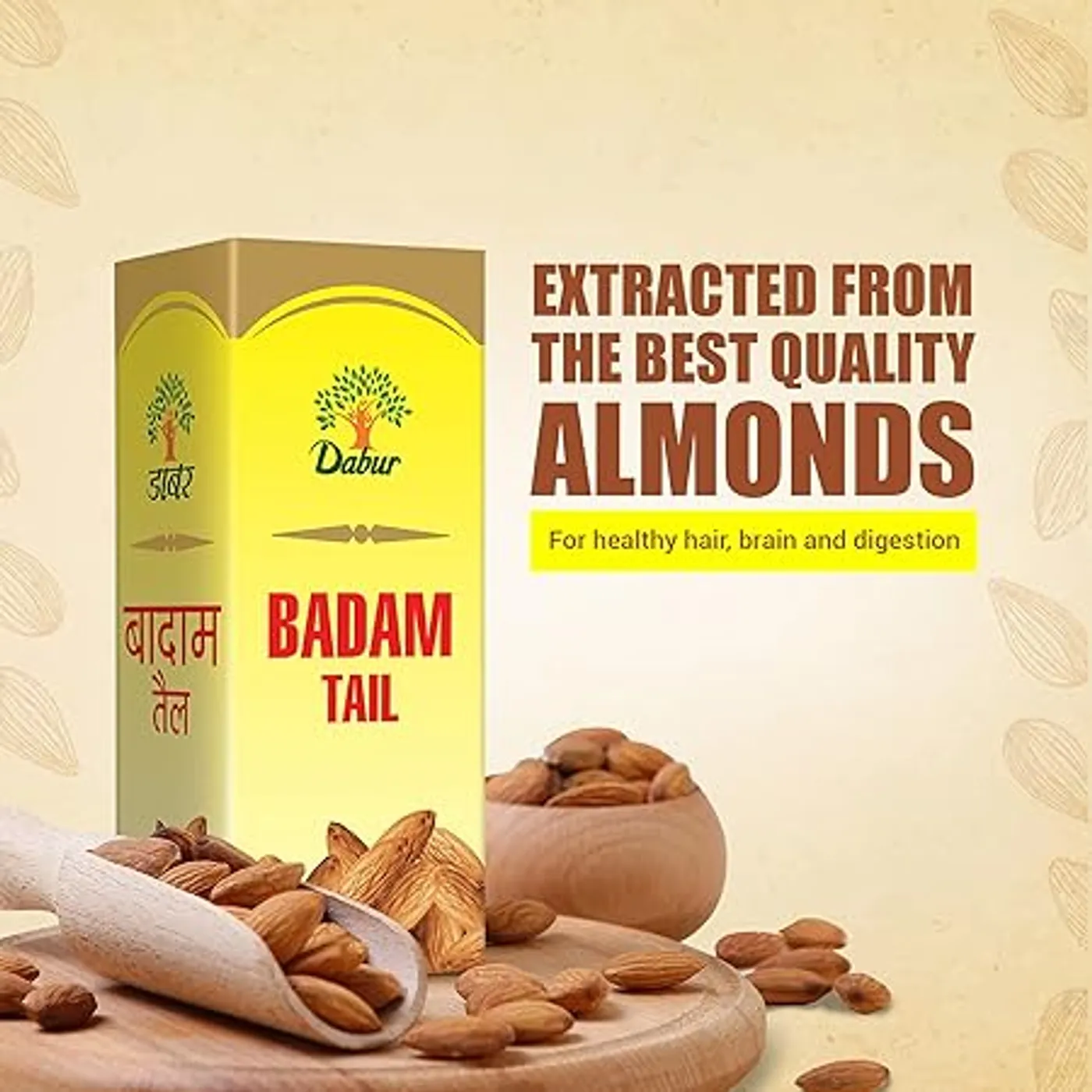 Dabur Badam Tail 100ml | Pure Almond Oil for Skin & Hair Care 5 Dabur Badam Tail - 100ml | 100% Pure Almond Oil | Enriched with Vitamin E | Promotes Healthy Skin & Hair 5