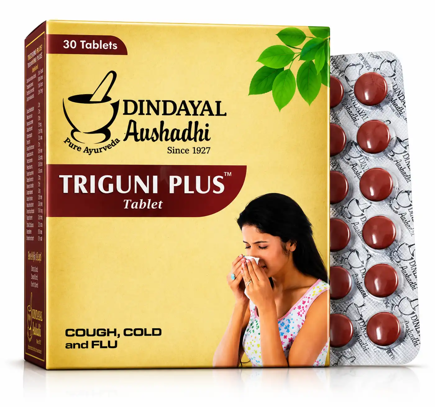 Dindayal Triguni Plus Tablet – Cough, Cold & Flu Relief Dindayal Aushadhi Triguni Plus Tablet - Immunity & Stress Management