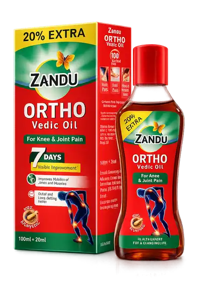 Zandu Ortho Vedic Oil for Joint & Knee Pain Relief Zandu Ortho Vedic Oil - 120ml | Ayurvedic Oil for Relief from Knee and Joint Pain,Muscle Pain, Osteoarthritis Visible Improvement in 7 days