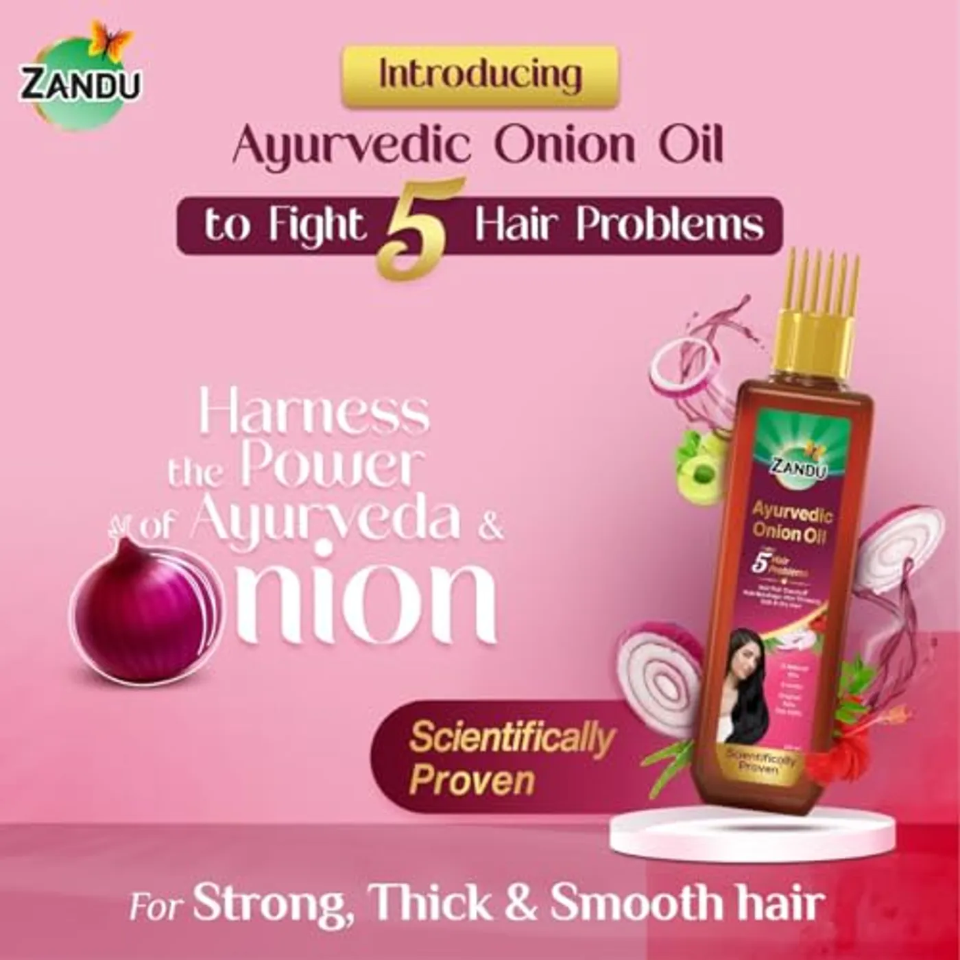Zandu Onion Oil for Hair Growth & Dandruff Control 4 Zandu Ayurvedic Onion Oil (200ml): Power of Onions for Strong & Smooth hair | 9 Herbs & 10 Natural Oils | Helps reduce Hair Thinning & Hair Breakage | Improves Hair Quality | Controls Dandruff 4