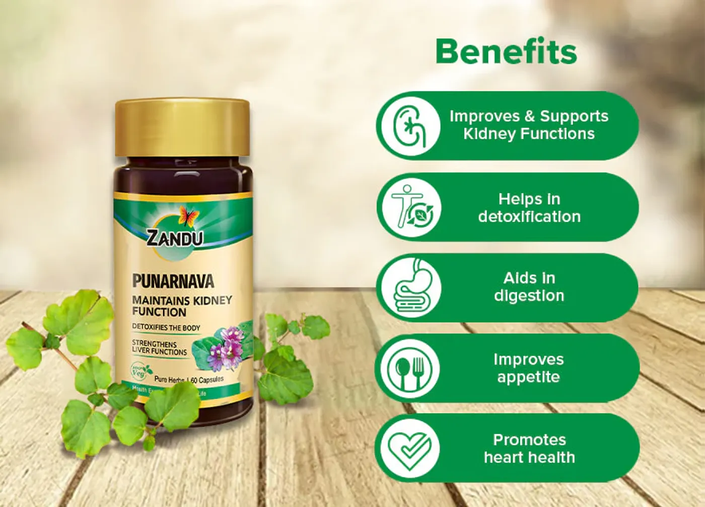 Zandu Punarnava - Liver and Kidney Care Supplement 2 Zandu Punarnava with electrolyte balancing properties | Maintains Kidney Function & Strengthens Liver Functions 2