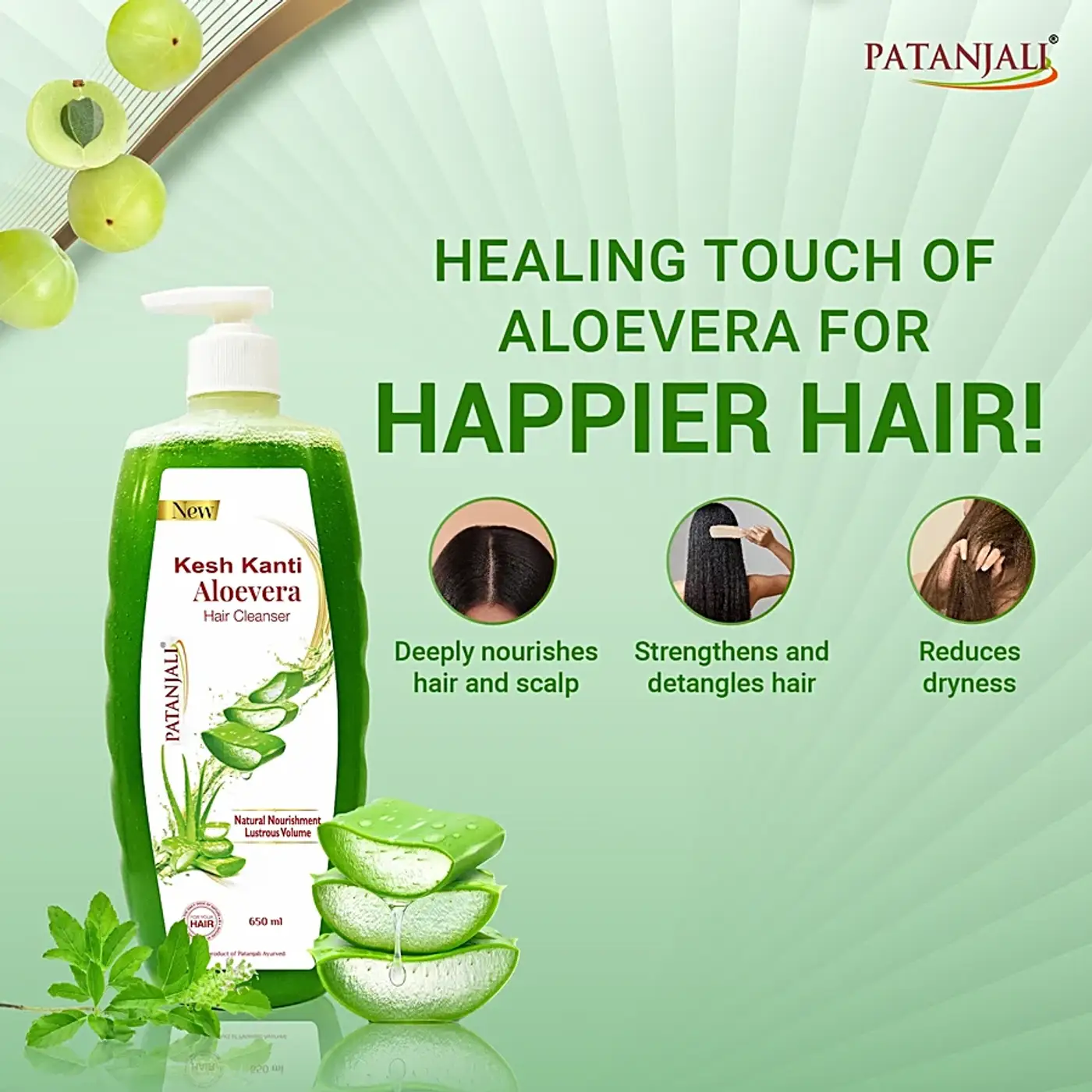 Patanjali Kesh Kanti Aloe Vera Hair Cleanser Shampoo 4 Patanjali Kesh Kanti Aloevera Hair Cleanser 180ML, Natural Nourishing Shampoo, Herbal Care for Healthy Hair, Scalp Cleansers for Men and Women, For All Types 4