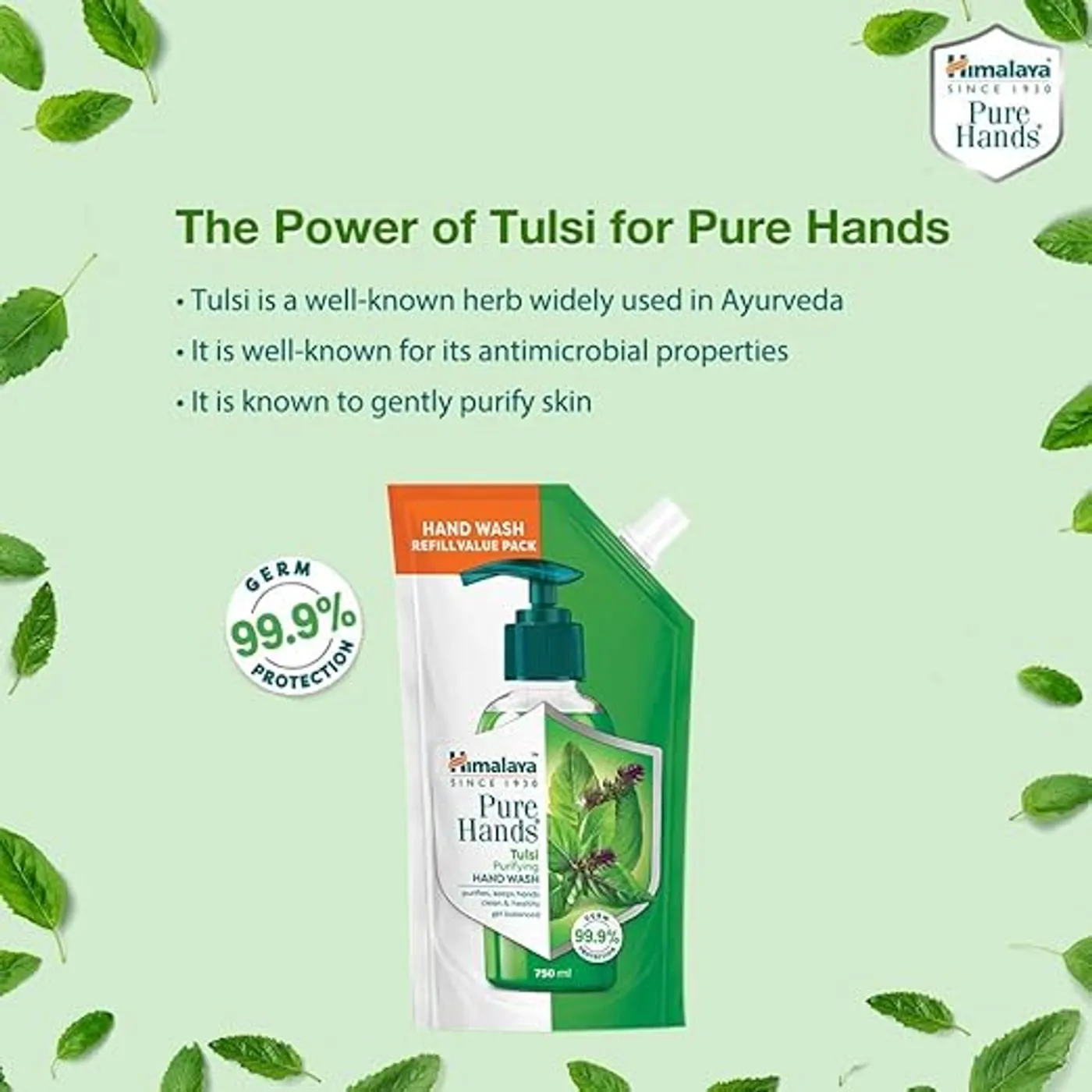 Tulsi Hand Wash for Germ Protection | Himalaya 2 Himalaya Pure Hands Tulsi Hand Wash for Clean & Soft Hands 2