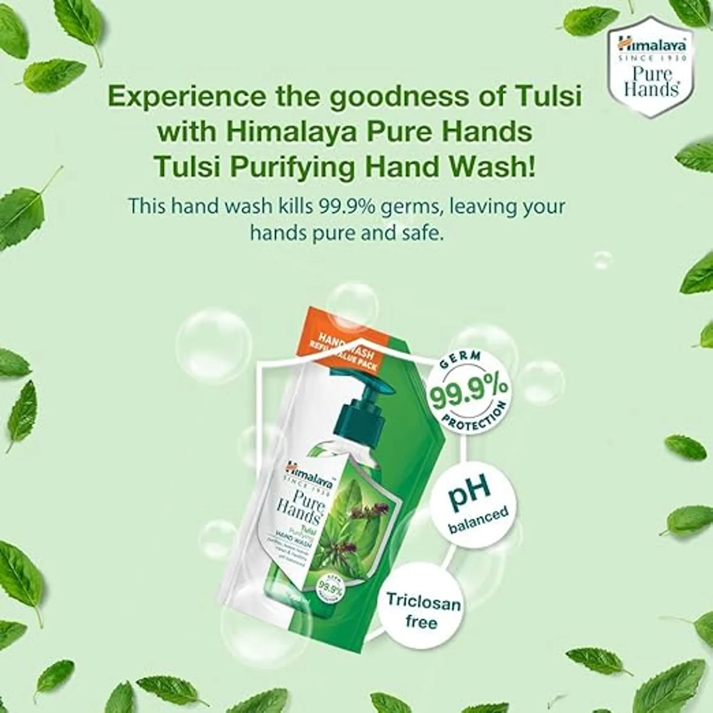 Tulsi Hand Wash for Germ Protection | Himalaya 3 Himalaya Pure Hands Tulsi Hand Wash for Clean & Soft Hands 3