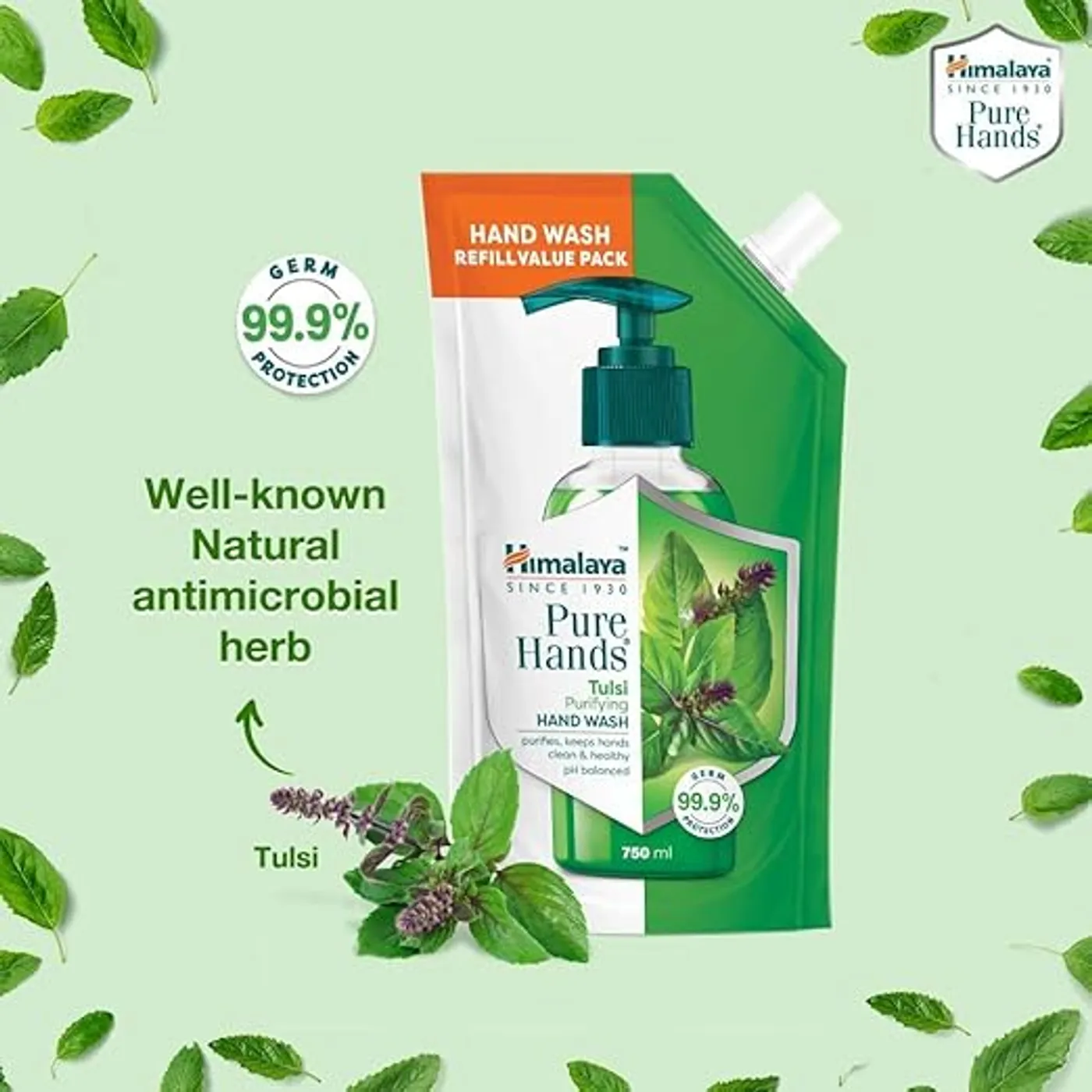 Tulsi Hand Wash for Germ Protection | Himalaya 4 Himalaya Pure Hands Tulsi Hand Wash for Clean & Soft Hands 4