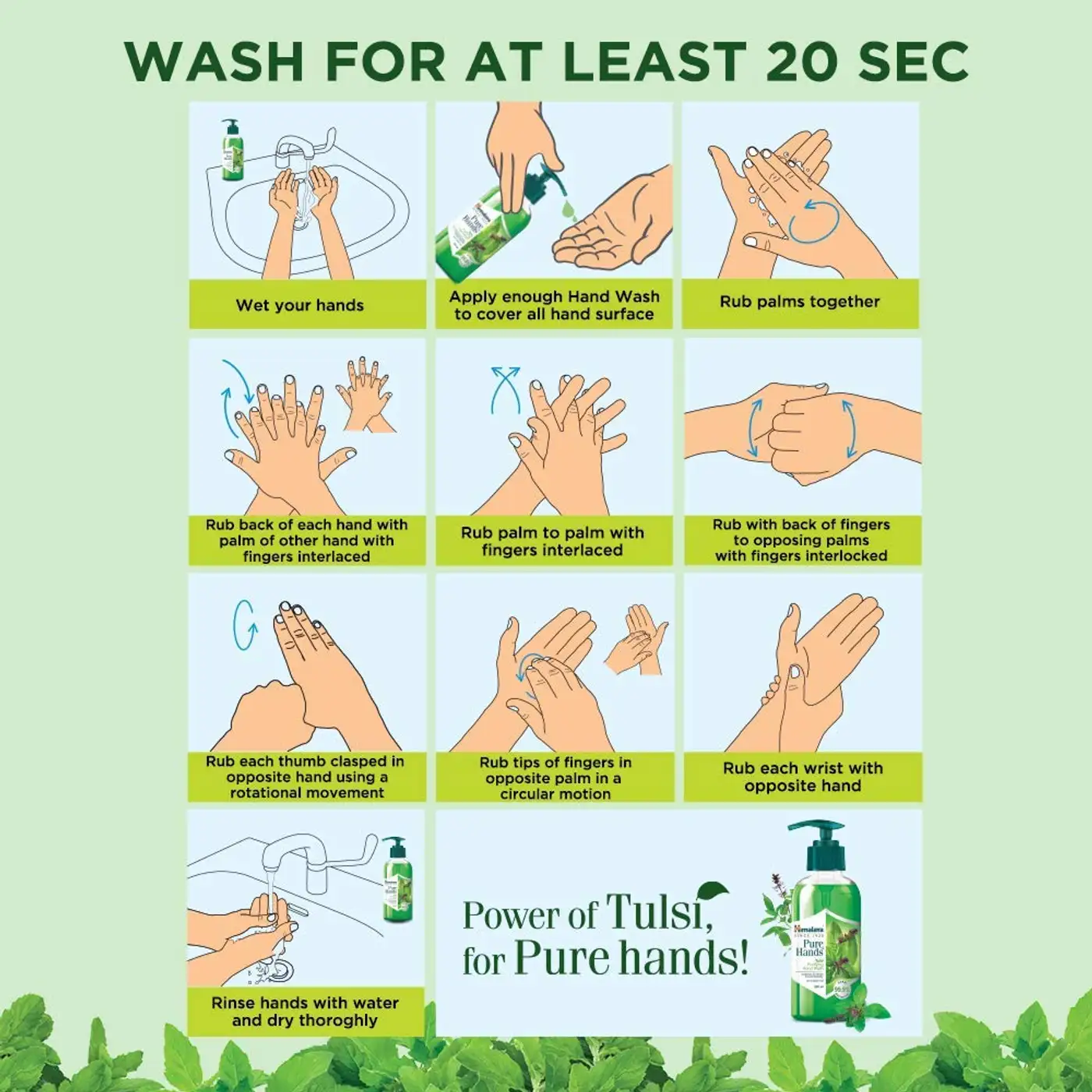 Tulsi Hand Wash for Germ Protection | Himalaya 6 Himalaya Pure Hands Tulsi Hand Wash for Clean & Soft Hands 6