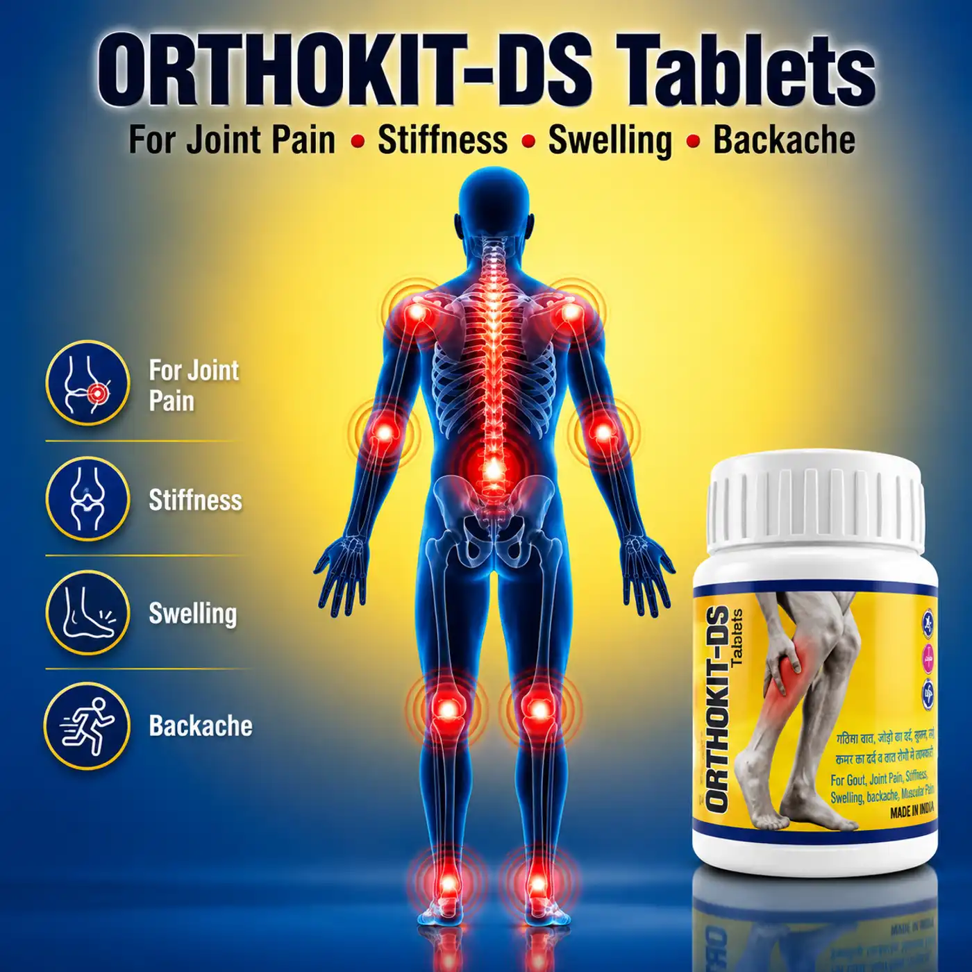 Orthokit DS Ayurvedic Tablets for Joint Pain (60T) 3 Orthokit-DS Tablets - Joint & Bone Health Supplement 3