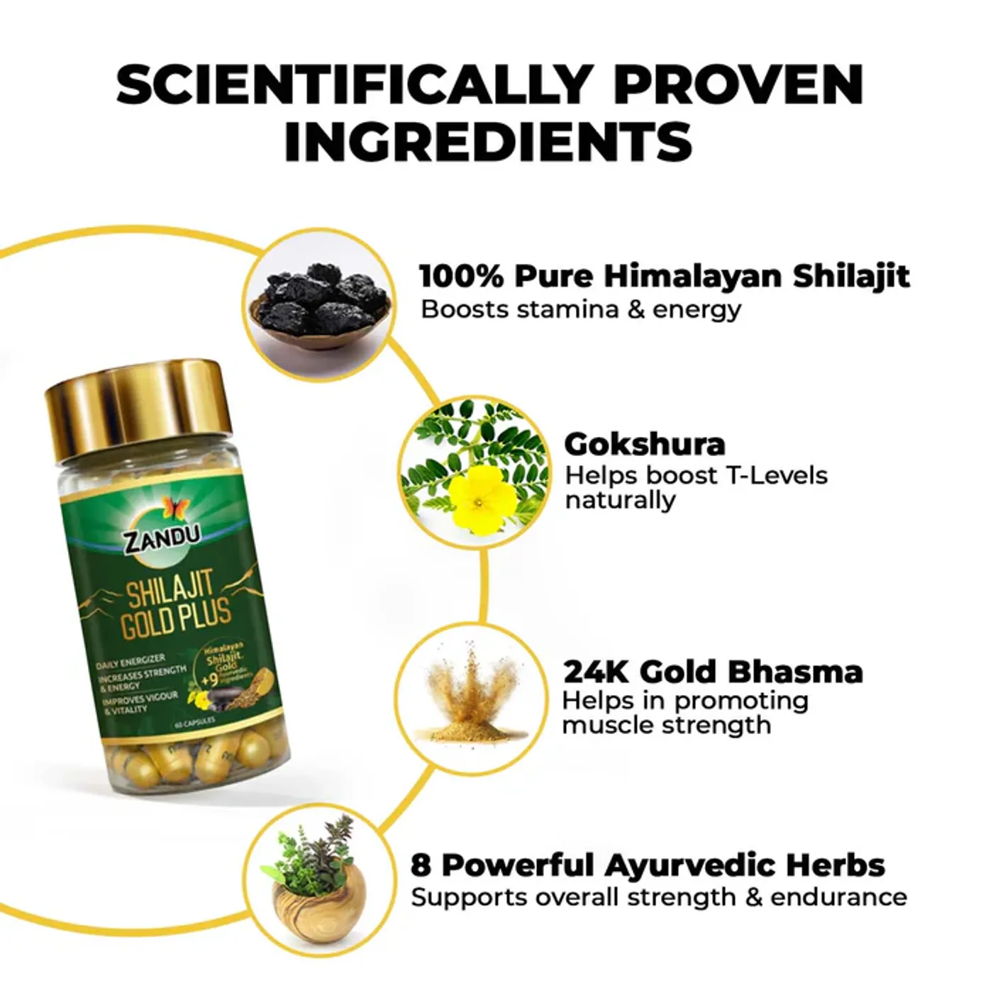 Zandu Shilajit Gold Plus Capsules | Boost your Stamina, Strength & Energy naturally in 28 Days | 100% Pure Himalayan Shilajit 3