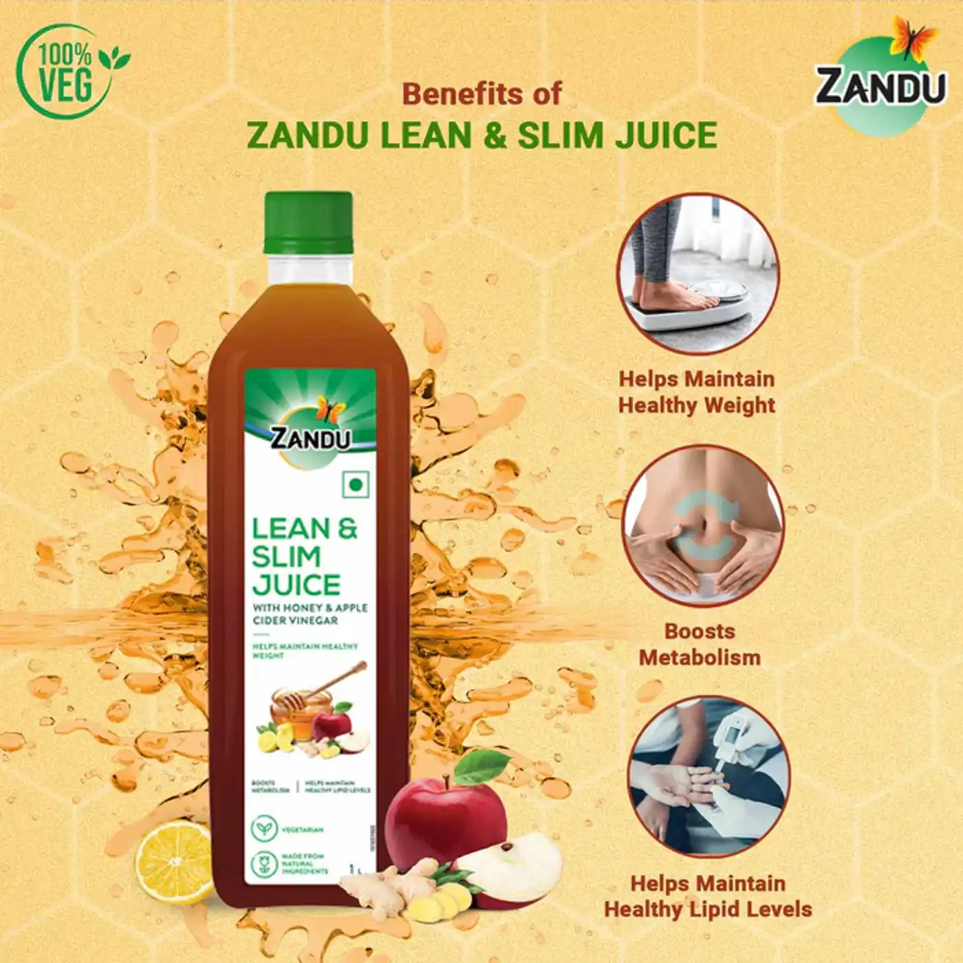 Zandu Lean & Slim Juice with Honey & Apple Cider Vinegar | Weight Management & Metabolism Support 2