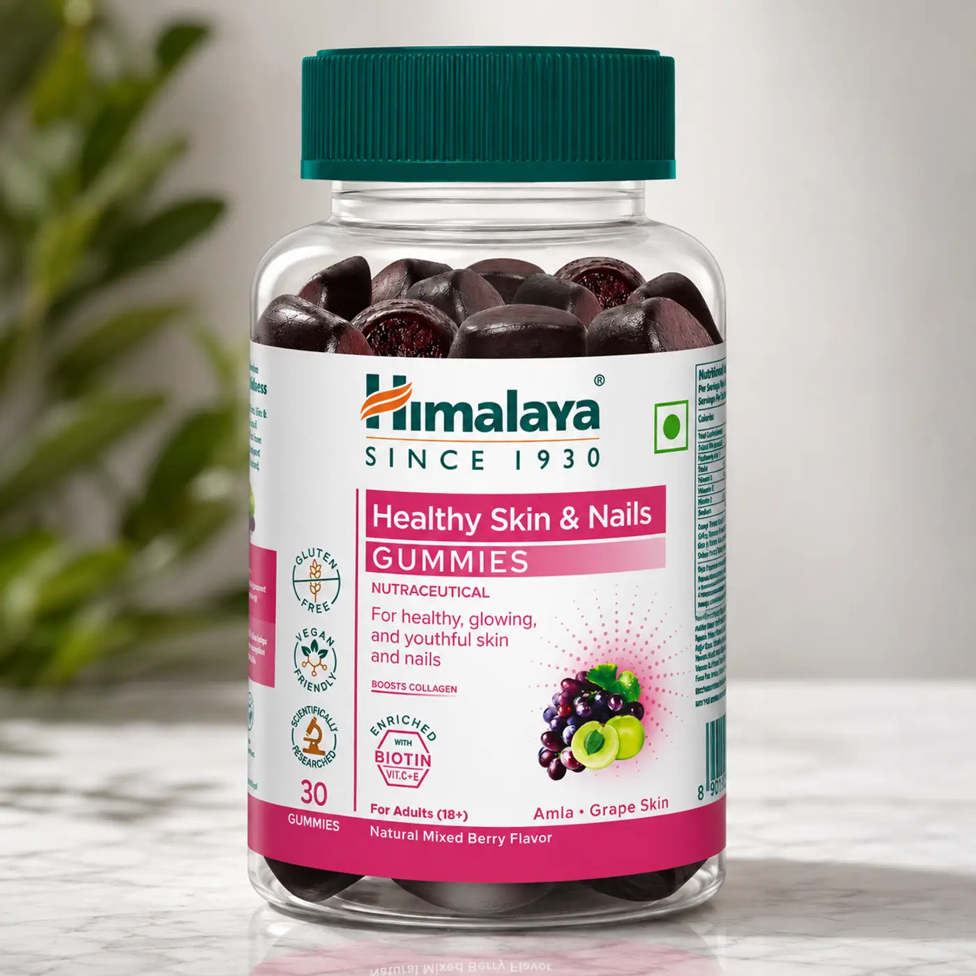 Himalaya Healthy Skin & Nails Gummies हिमालया हेल्दी स्किन & नेल्स गमीज़ — स्वस्थ, चमकदार और युवा दिखने वाली त्वचा के लिए मजबूत नाखूनों के साथ | प्राकृतिक मिक्स्ड बेरी फ्लेवर | ग्लूटेन फ्री | वेगन फ्रेंडली