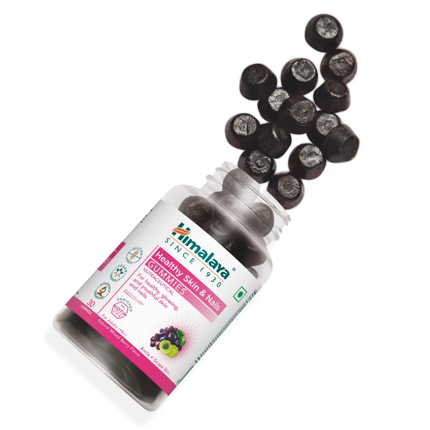 Himalaya Healthy Skin & Nails Gummies 2 हिमालया हेल्दी स्किन & नेल्स गमीज़ — स्वस्थ, चमकदार और युवा दिखने वाली त्वचा के लिए मजबूत नाखूनों के साथ | प्राकृतिक मिक्स्ड बेरी फ्लेवर | ग्लूटेन फ्री | वेगन फ्रेंडली 2
