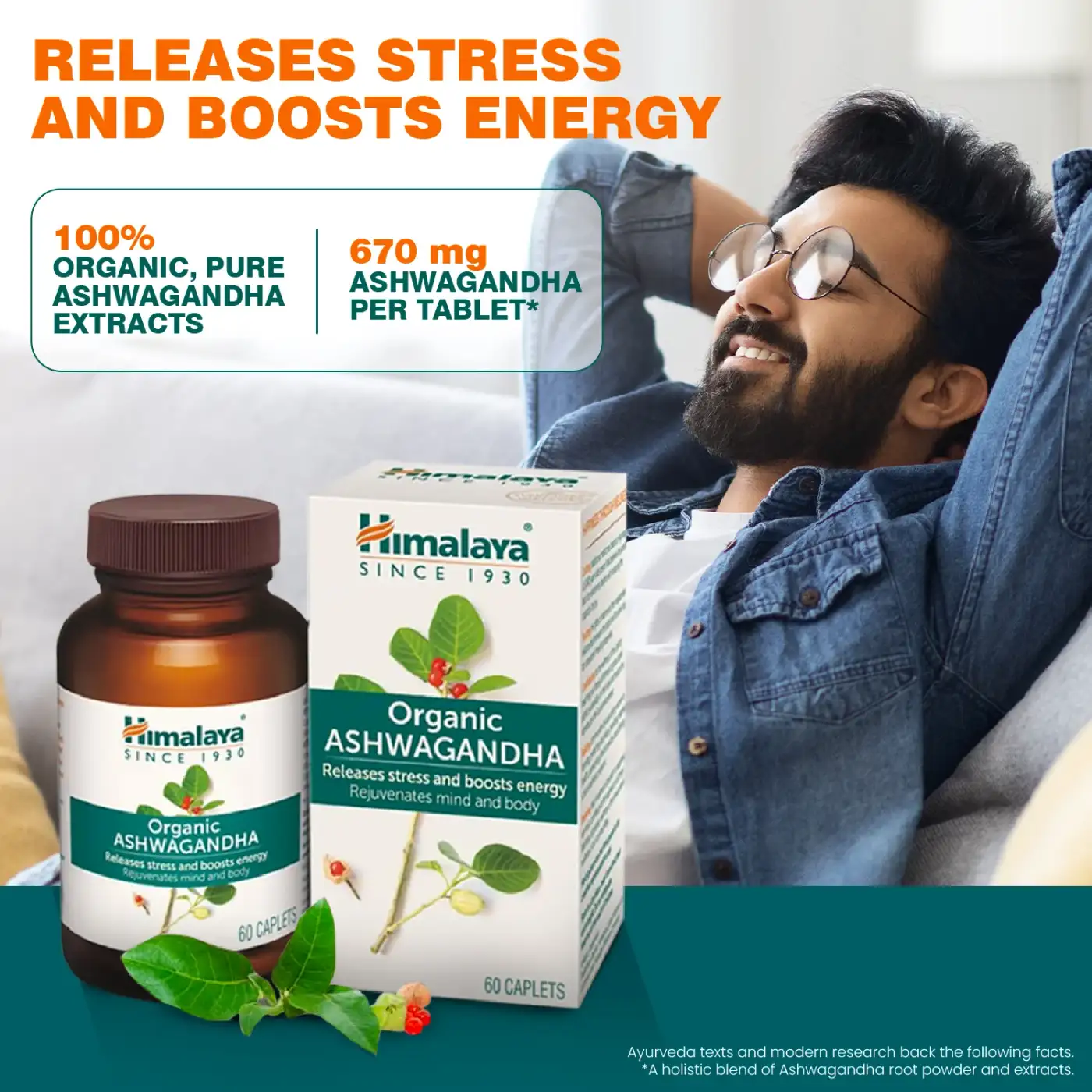 Himalaya Ashwagandha Caplet for Stress Support 4 Himalaya Organic Ashwagandha Caplets for Stress Relief, Energy Boost & Mind-Body Rejuvenation 4