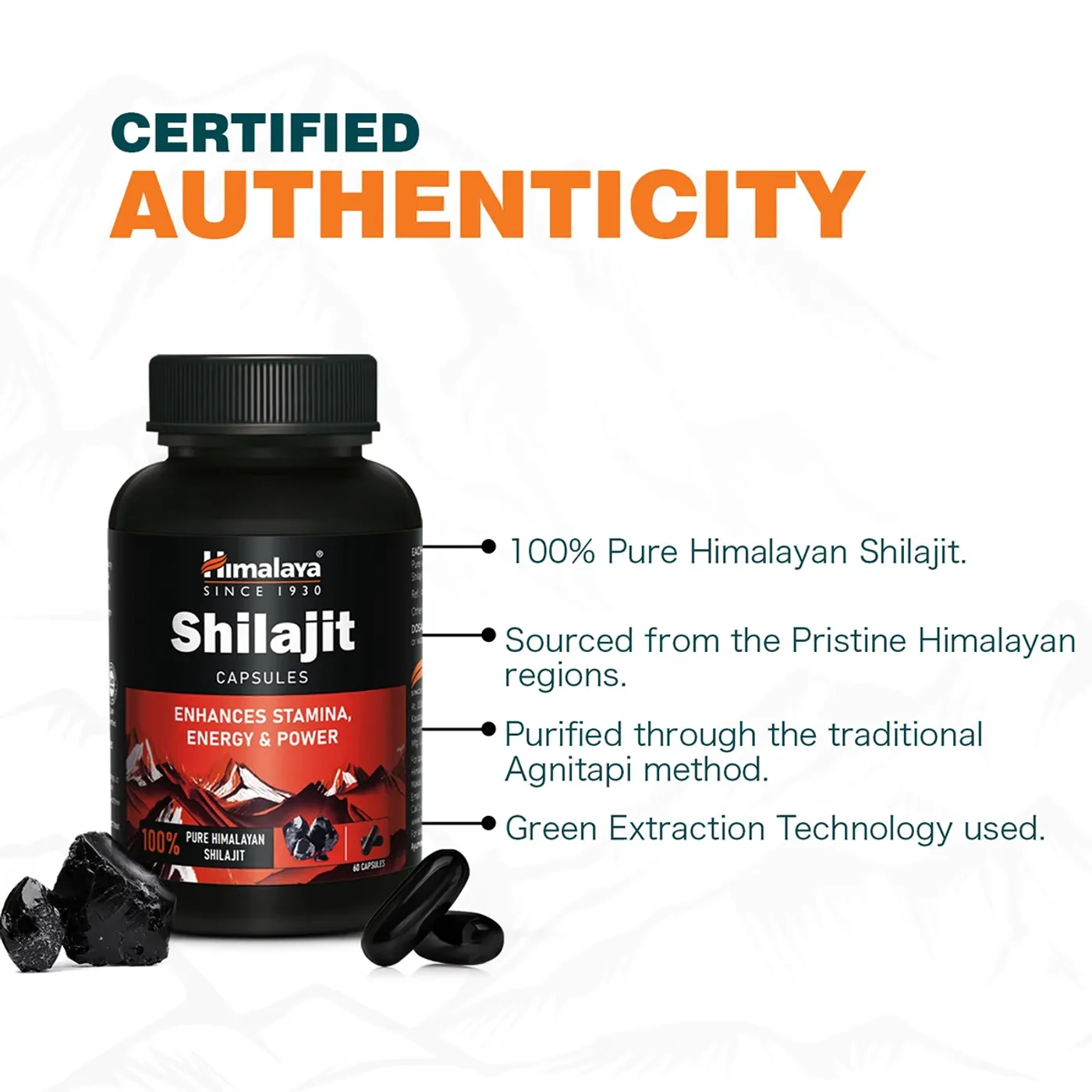 Himalaya Shilajit Capsule 3 اسٹیمنا، توانائی، جسمانی کارکردگی اور قوتِ حیات کے لیے ہمالیہ شلاجیت کیپسول 3