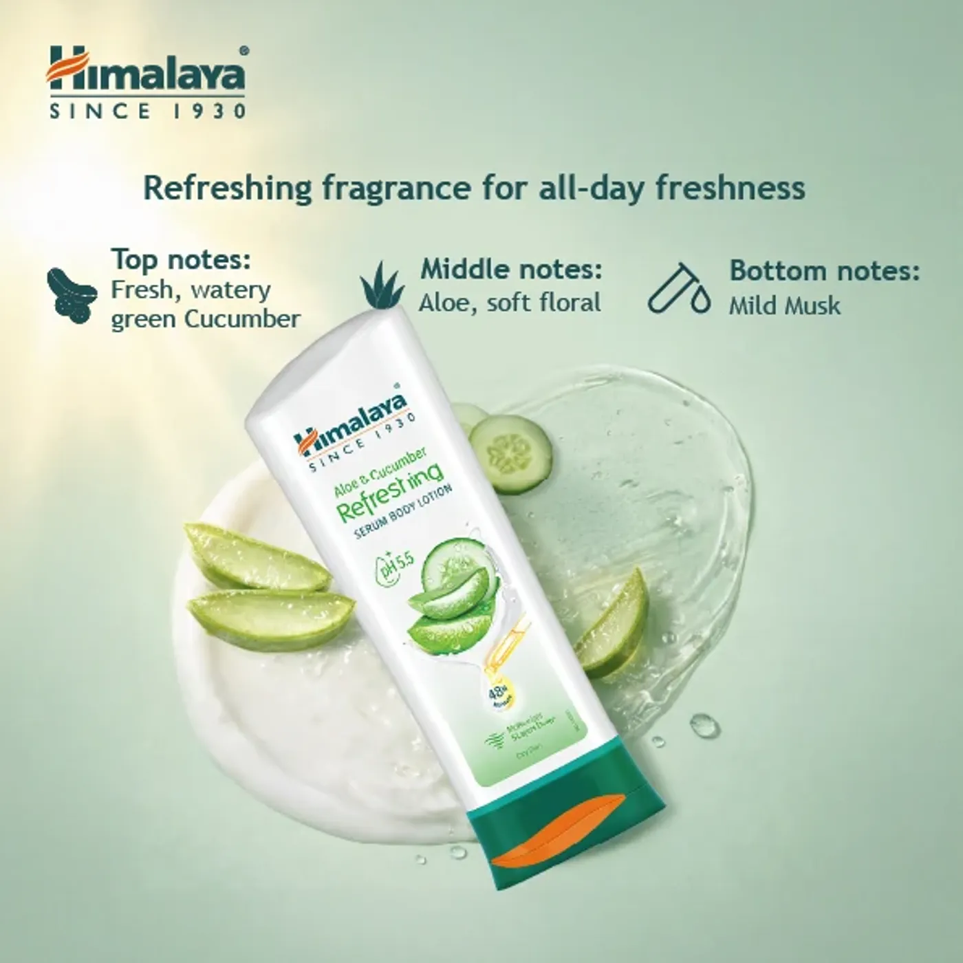 Himalaya Cucumber Refreshing Lotion 6 હિમાલયા એલોય અને કાકડી રિફ્રેશિંગ સીરમ બોડી લોશન હાઇડ્રેટેડ, નરમ અને તાજી ત્વચા માટે 6
