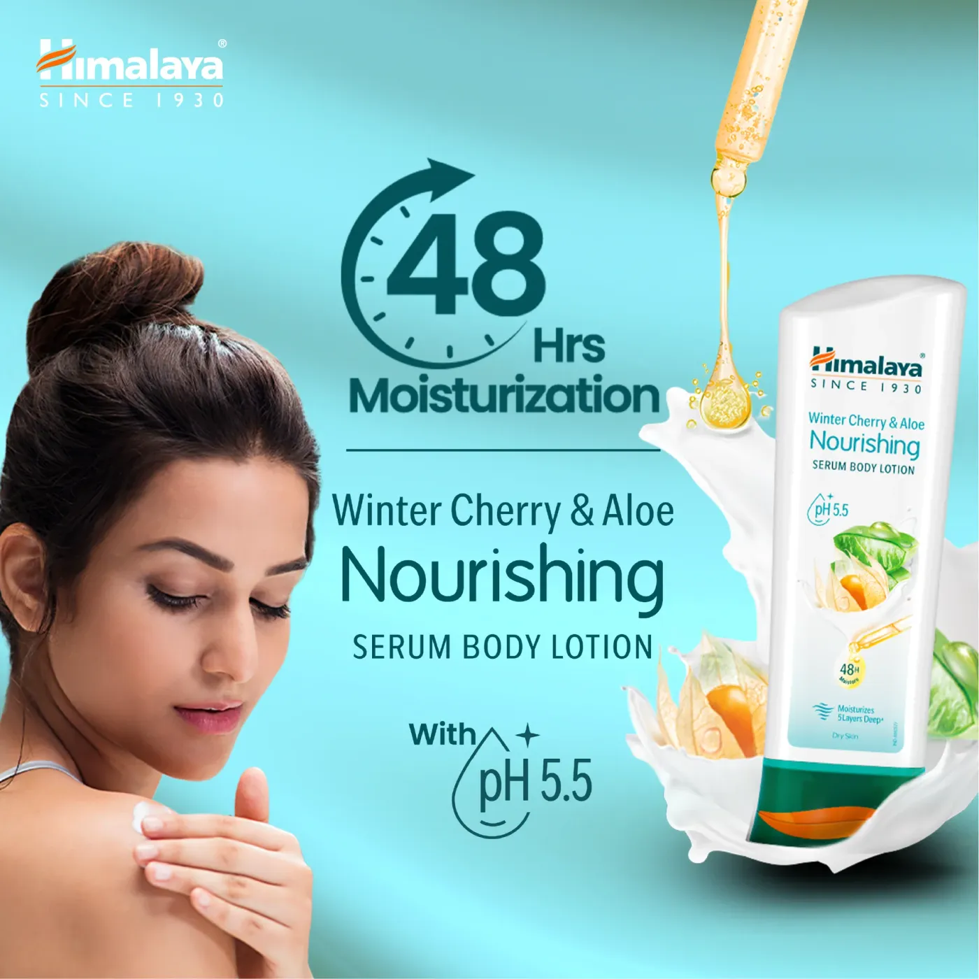 Himalaya Nourishing Body Lotion 400ml 3 Himalaya Winter Cherry & Aloe પોષક સીરમ બોડી લોશન | સૂકી ત્વચાને ઊંડે સુધી પોષે અને સુધારે | 48 કલાક લાંબા સમય સુધી Moisturization જાળવે | pH 5.5 સંતુલિત ફોર્મ્યુલા 3
