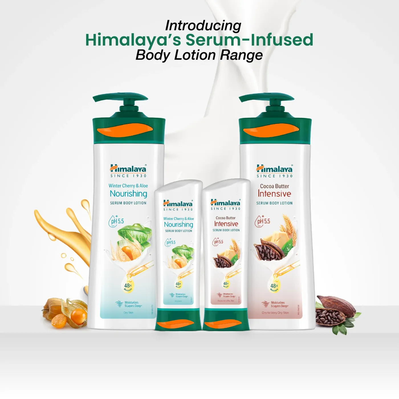 Himalaya Cocoa Butter Intensive Serum Body Lotion | വരണ്ട ചർമ്മത്തെ പോഷിപ്പിക്കുകയും മൃദുവാക്കുകയും ചെയ്യുന്നു | Cocoa Butter, Wheat Germ Oil എന്നിവ ചേർത്ത് സമ്പുഷ്ടം | pH 5.5 സമതുലിതം | 48 മണിക്കൂർ ഈർപ്പം നിലനിർത്തുന്നു 8